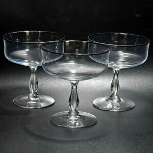 3 Noritake Rhythm Champagne Coupes 4.5" tall japan 1969 - 1985 platinum silver r